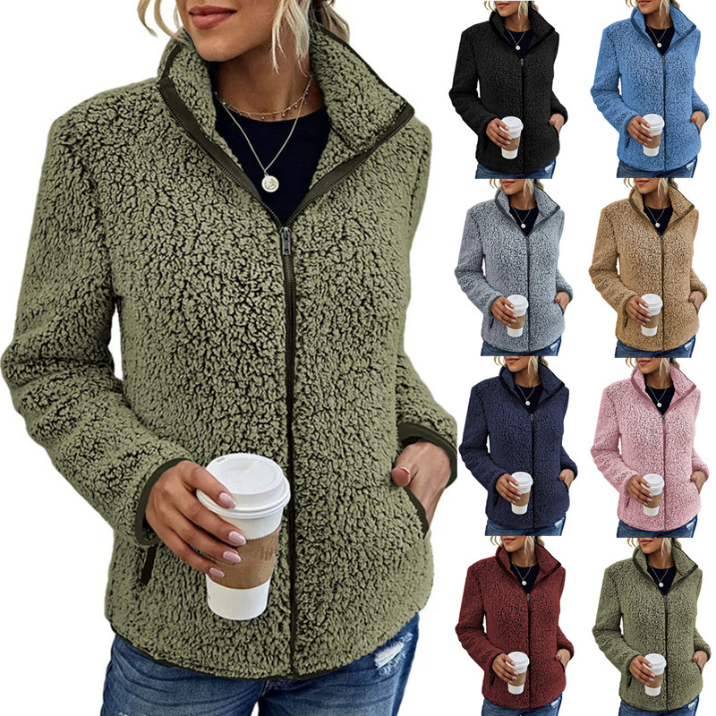 Zipper Stand Collar Pullover Sweatshirt Fashion Solid Striped 4