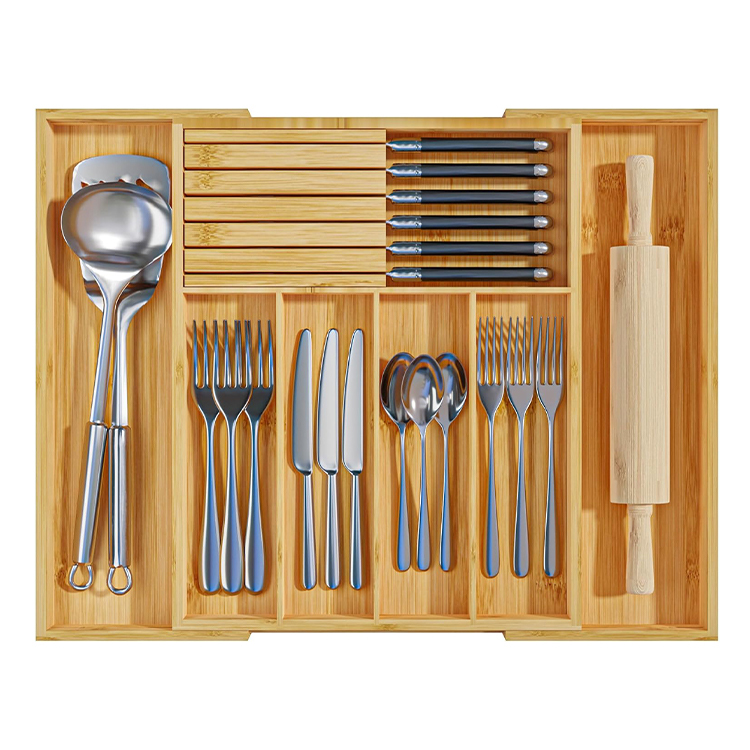 Portable Kitchen Drawer Organizers Removable Knife Block Dividers