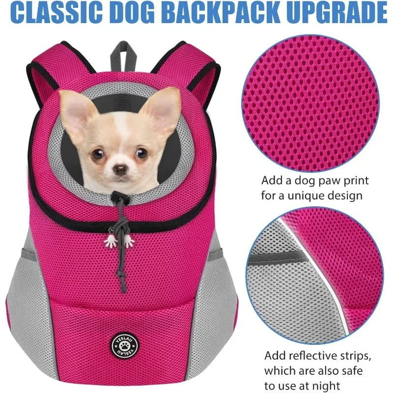 Neuer Hunde-Haustier-Rucksack Reisetasche Vorderrucksack Atmungsaktiv Verstellbar mit Reflektierenden 2