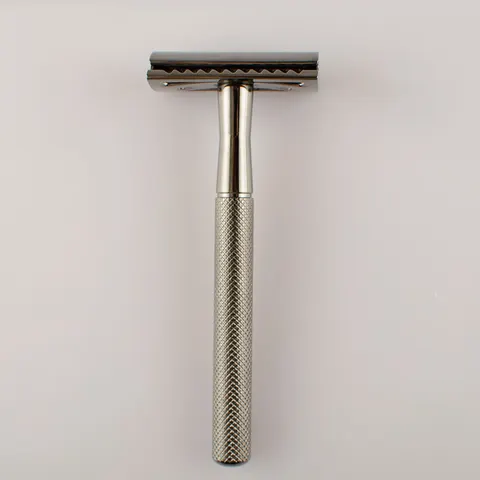 Retro Double-sided Razor With Diamond Pattern And Chrome-plated