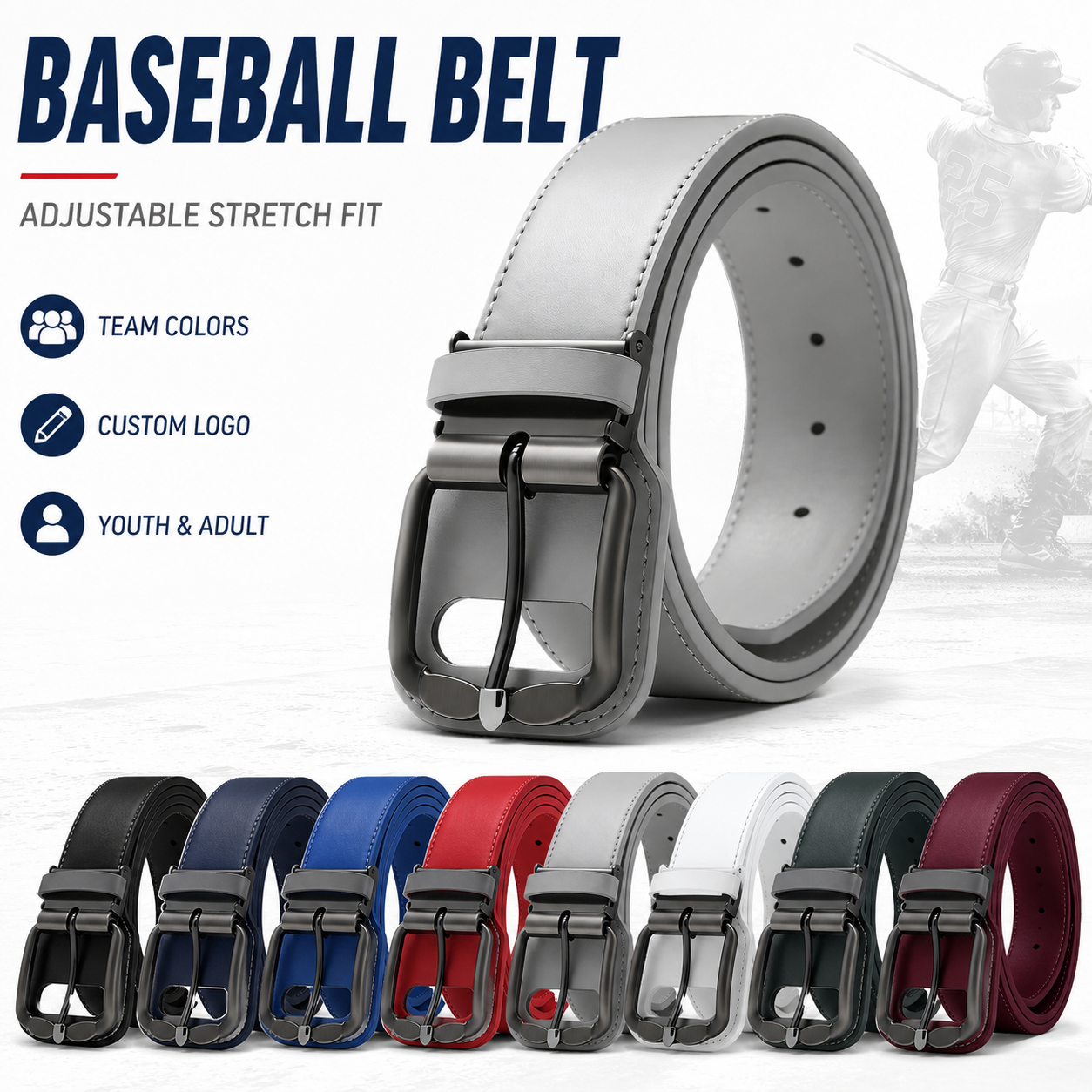 Verstellbarer Baseball-Gürtel aus Kunstleder