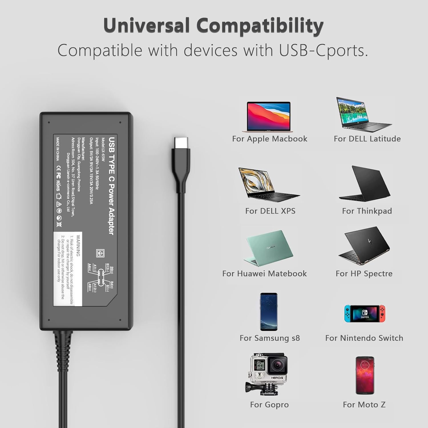 65W USB-C Laptop Charger PD 3.0 2