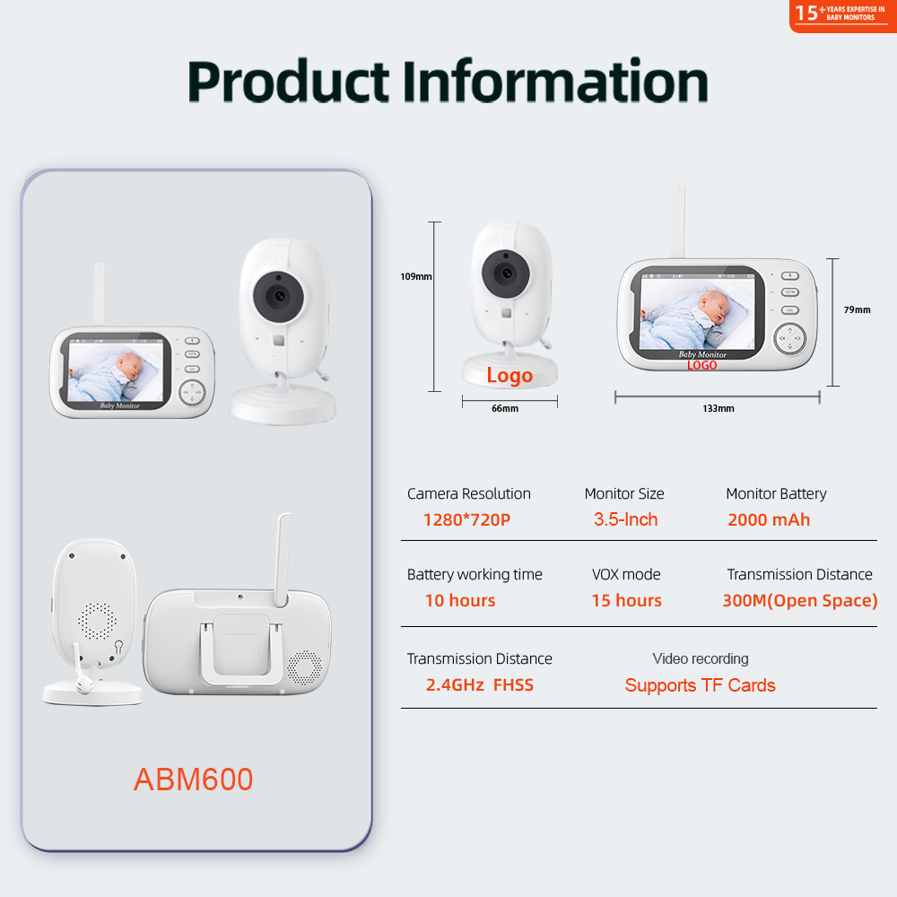 3.5 Inch Baby Monitor with Night Vision 4