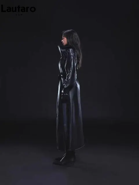 Oversize-Kunstleder-Trenchcoat 4