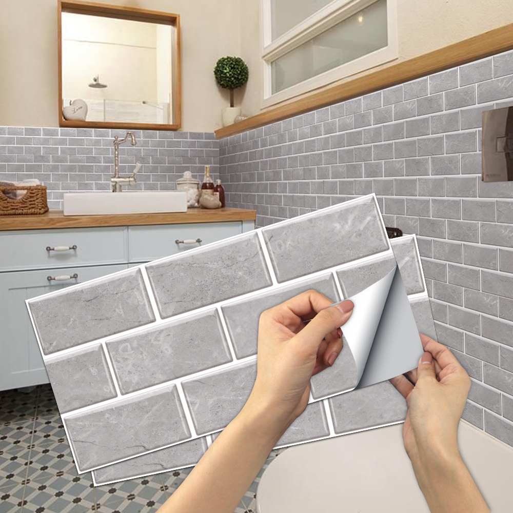 Gray Marble Pvc Wall Stickers Tile Paste Peel