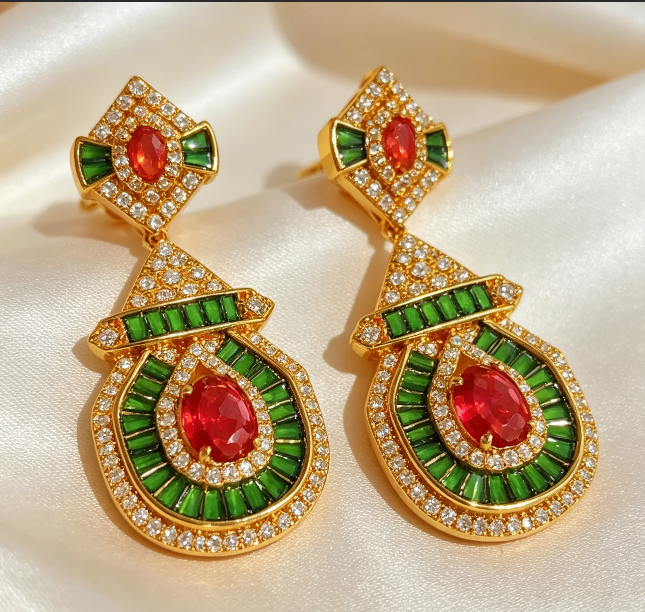 Gorgeous Vintage Palace Style Teardrop Design Inlaid Vibrant