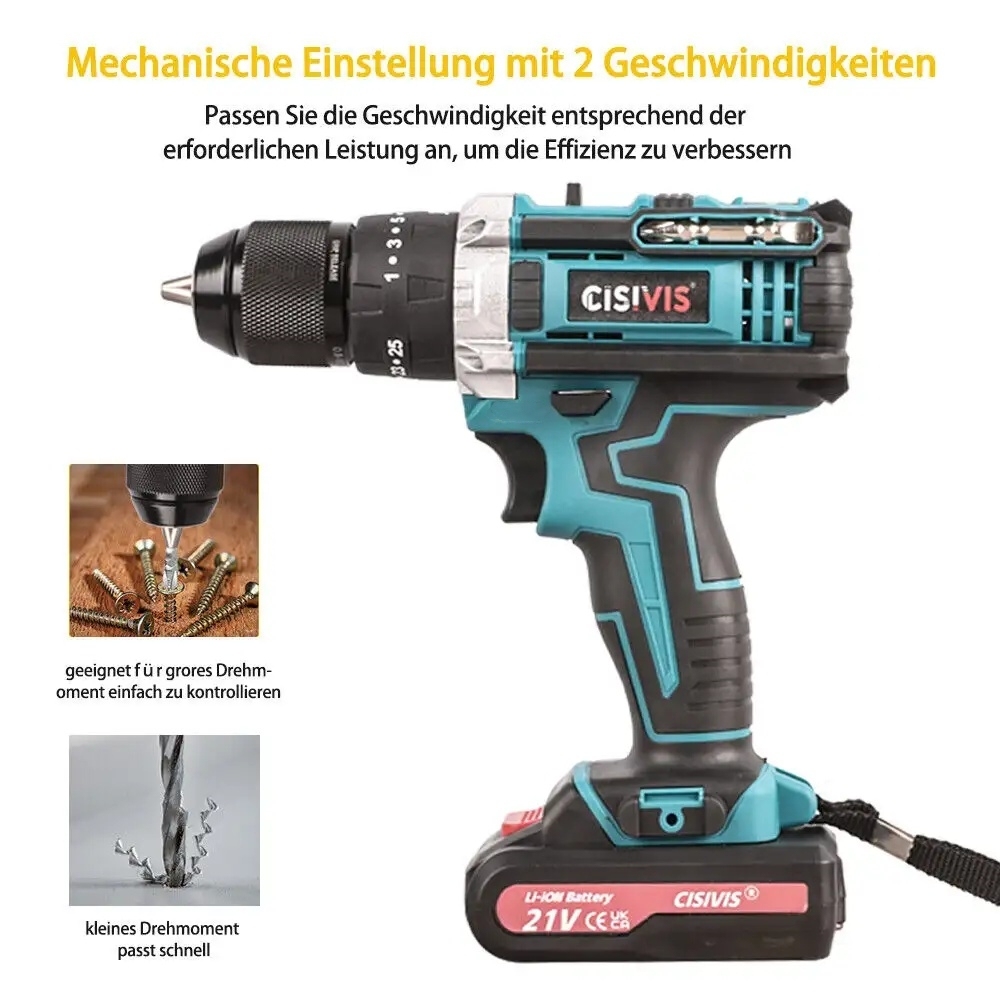 21V Cordless Drill Set 45Nm Variable Speed 2