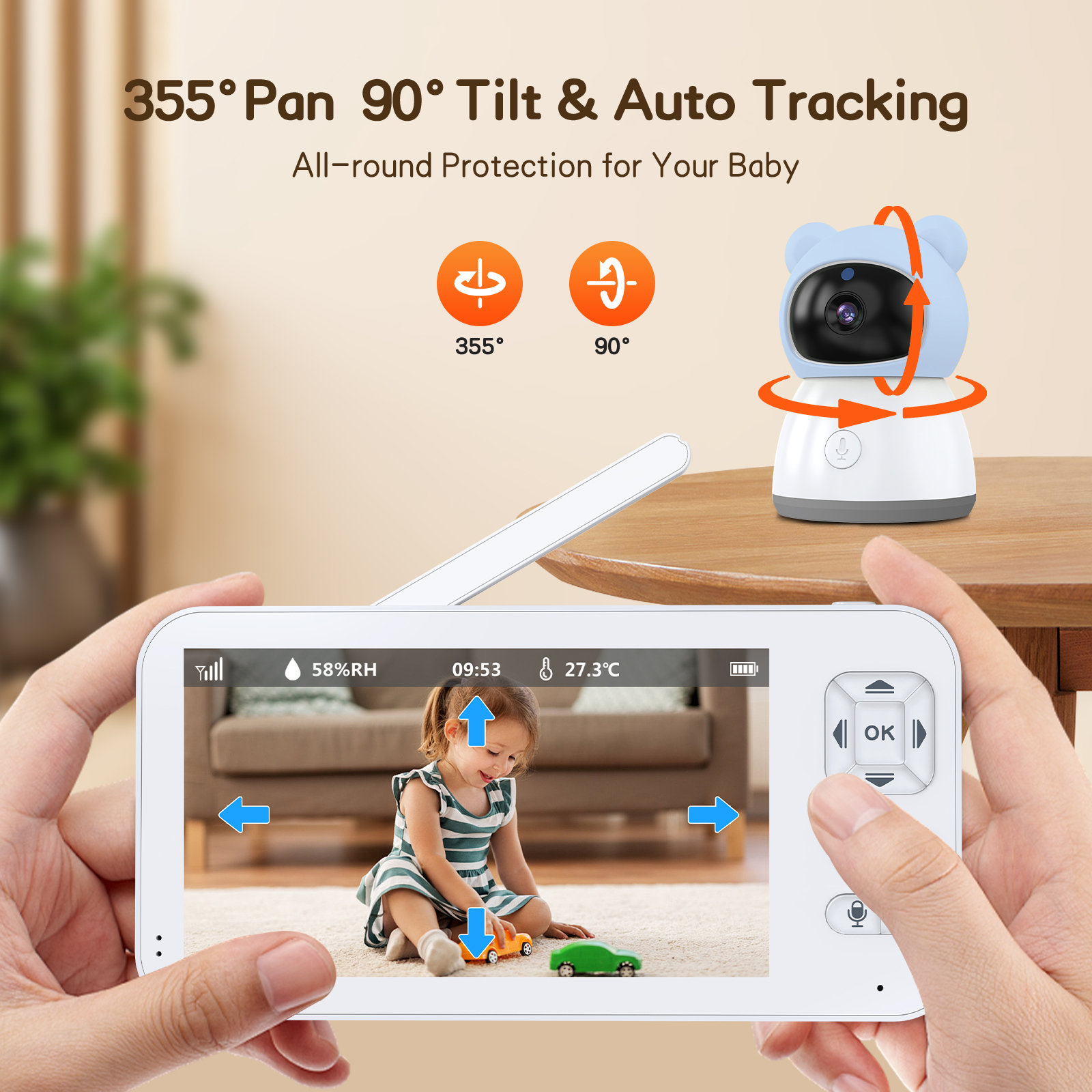 2K Smart Baby Monitor 5-Inch Pan-Tilt 4