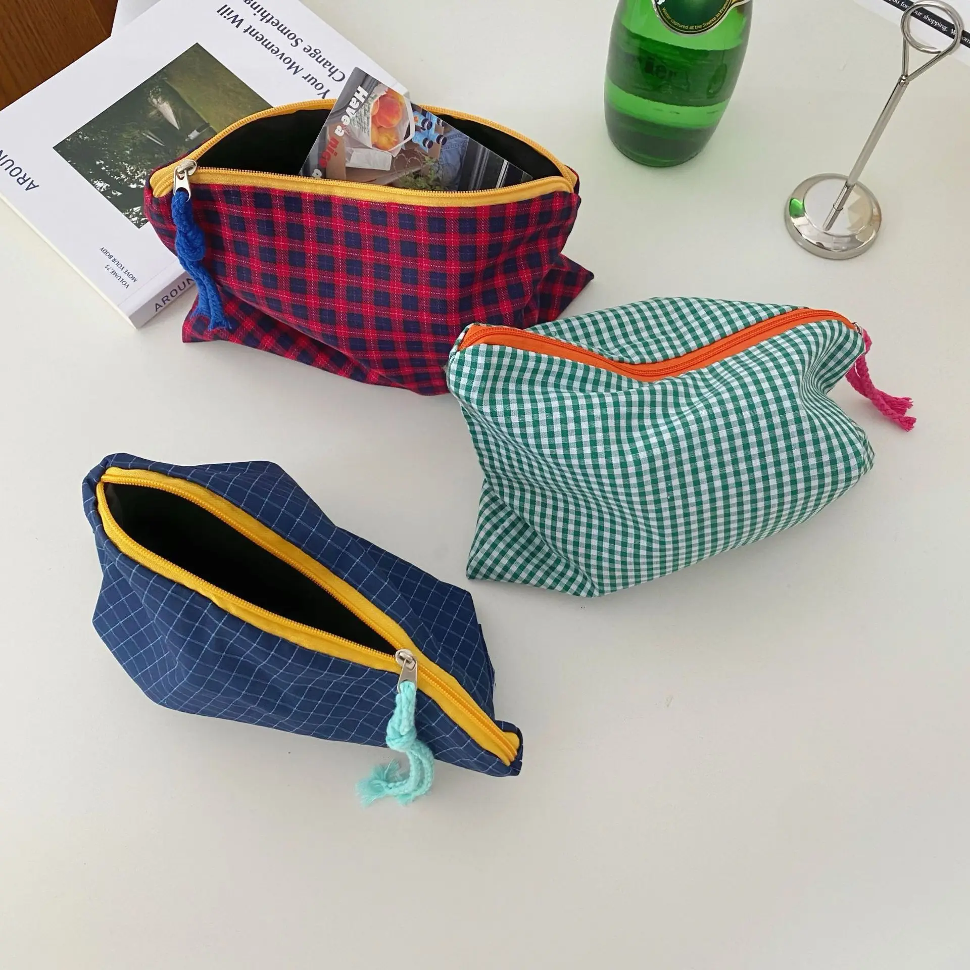 Großraumige Kosmetiktasche - Klassische Tragbare mit Kleinen Fächern 4