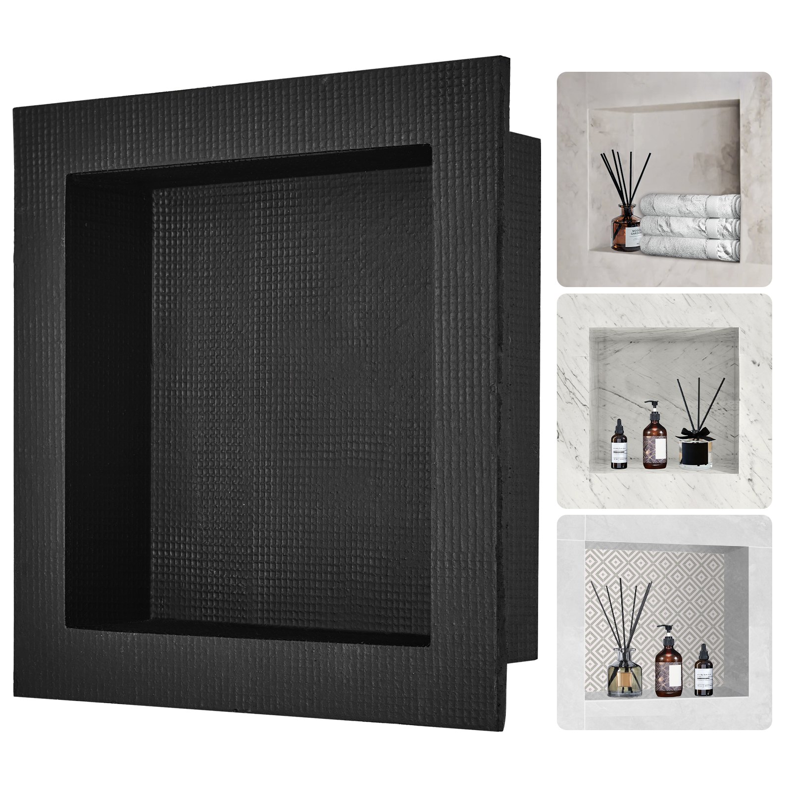 Black Shower Niche 16 Inch