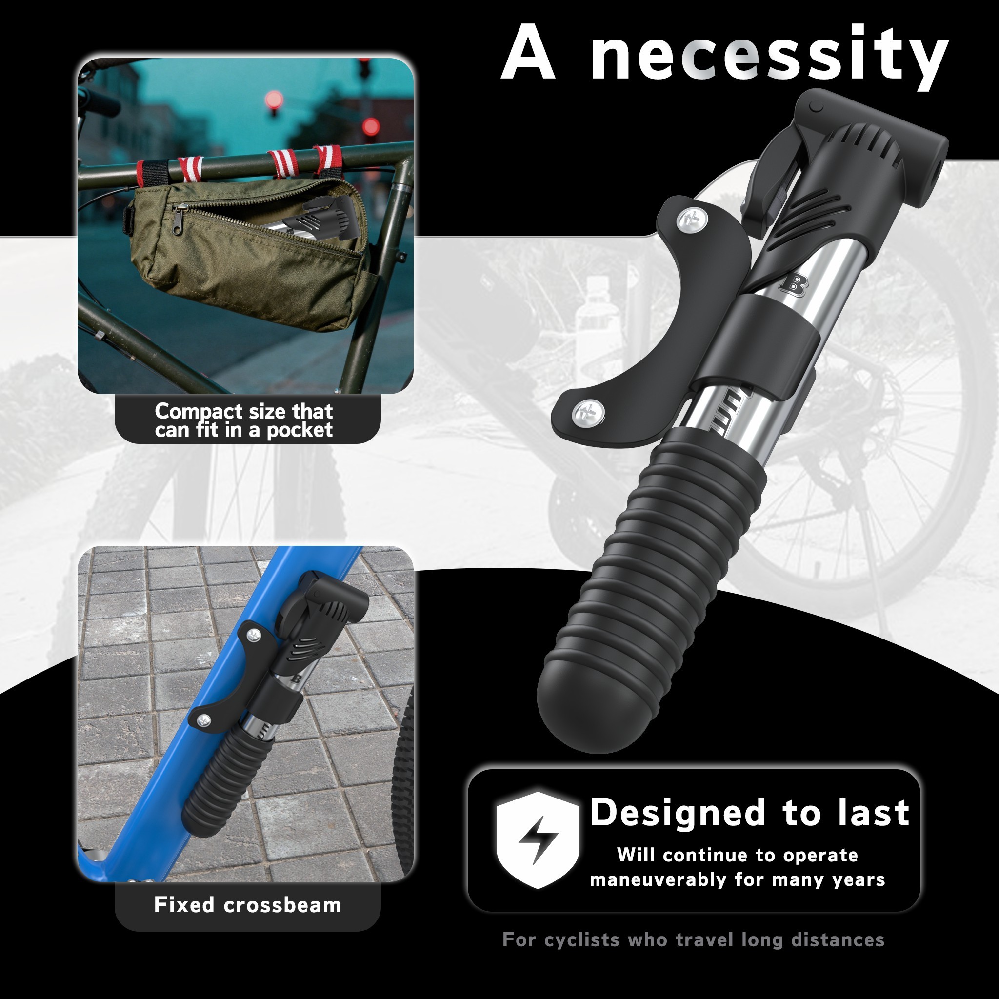 BAIMEI Portable Mini Manual Tire Inflator for Bicycles 4
