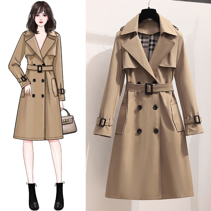 Women's Plus Size Long Trench Coat 3