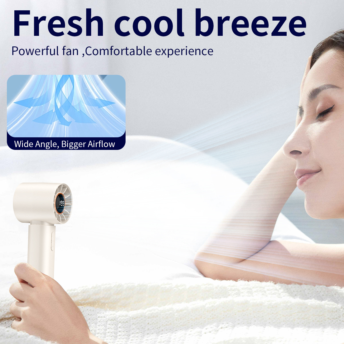 Tragbarer Mini-Ventilator mit 199 Stufen und Display 4