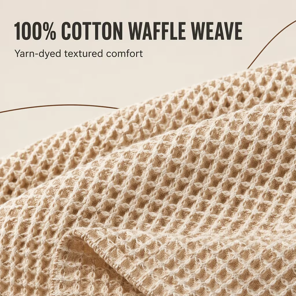 Waffel-Decke aus 100% Baumwolle 3