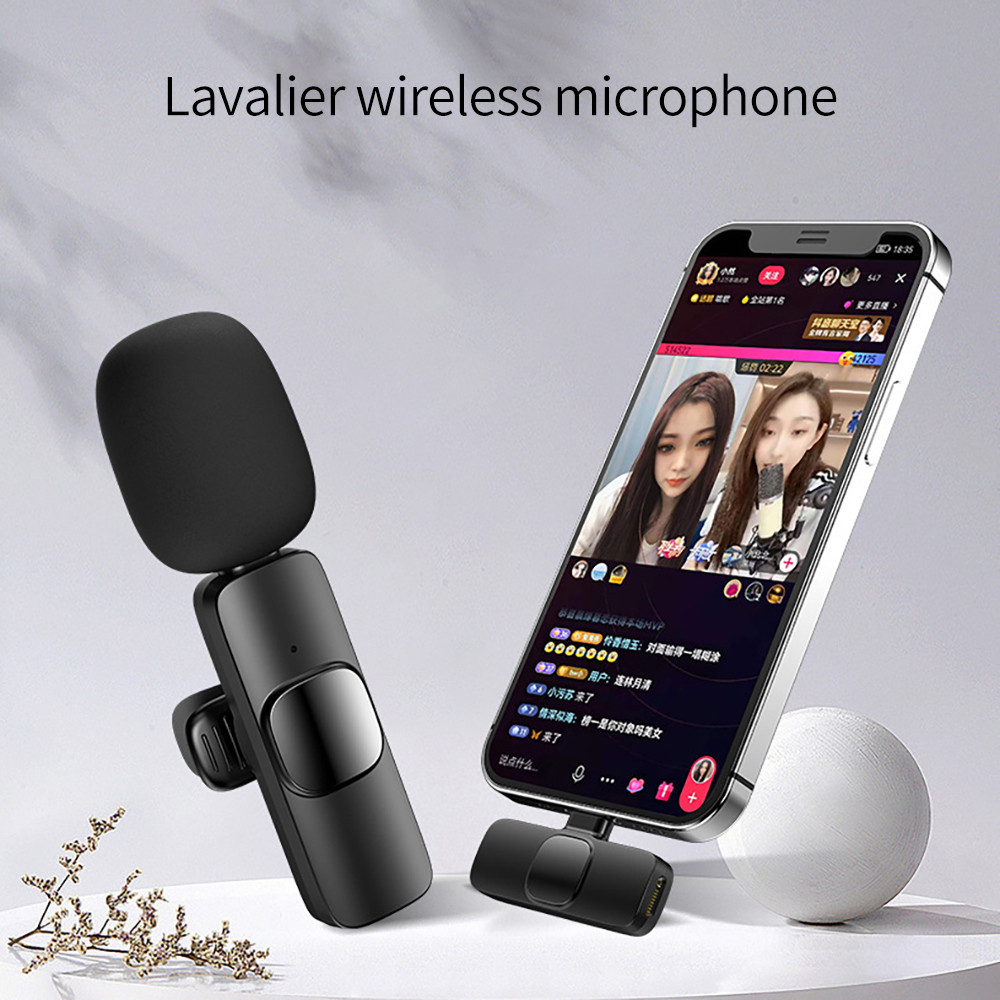 Wireless Lavalier Microphone Portable Audio Video Recording Mini