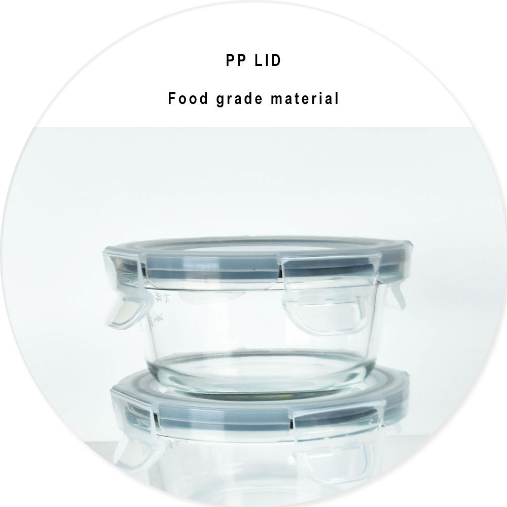 Lock Lid Tempered Glass Kitchenware Food Container Microwave 3
