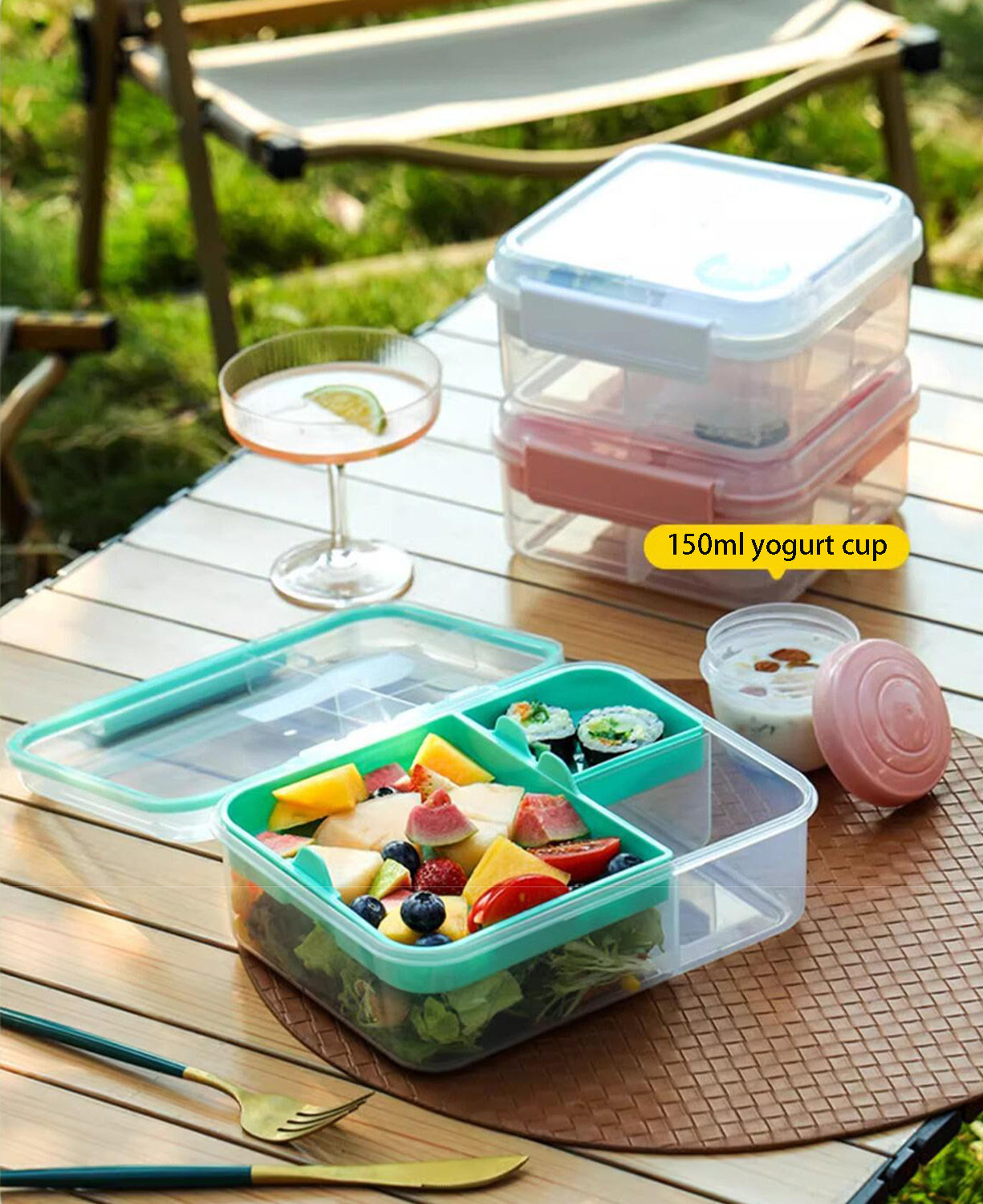 Auslaufsichere Kinder Lunchbox mit 3 Fächern 2