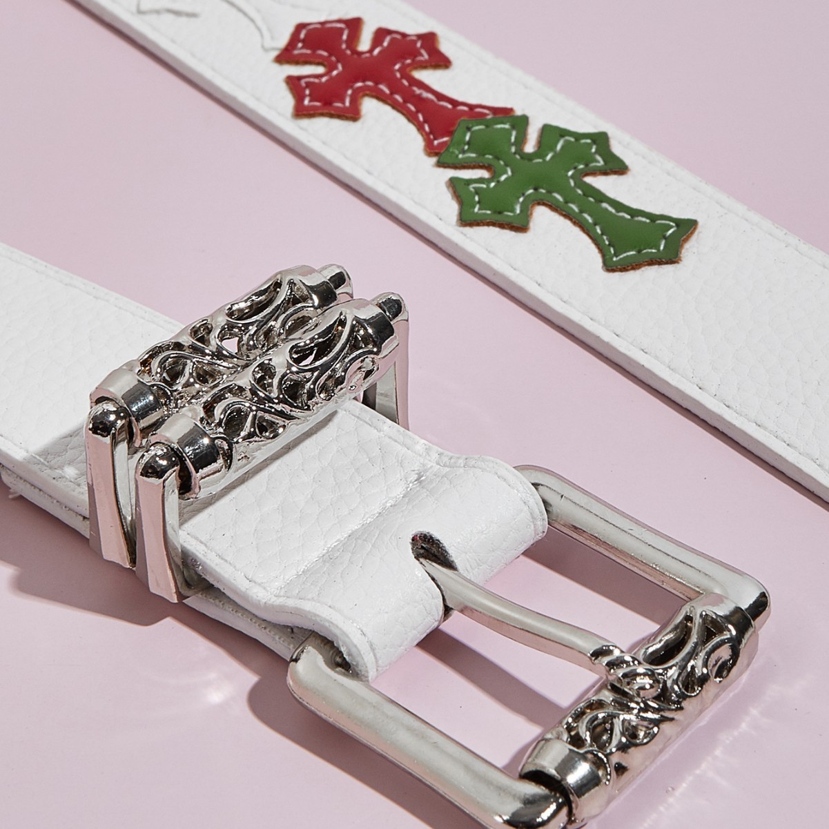 Retro Multicolor Cross Leather Belt Unisex 4