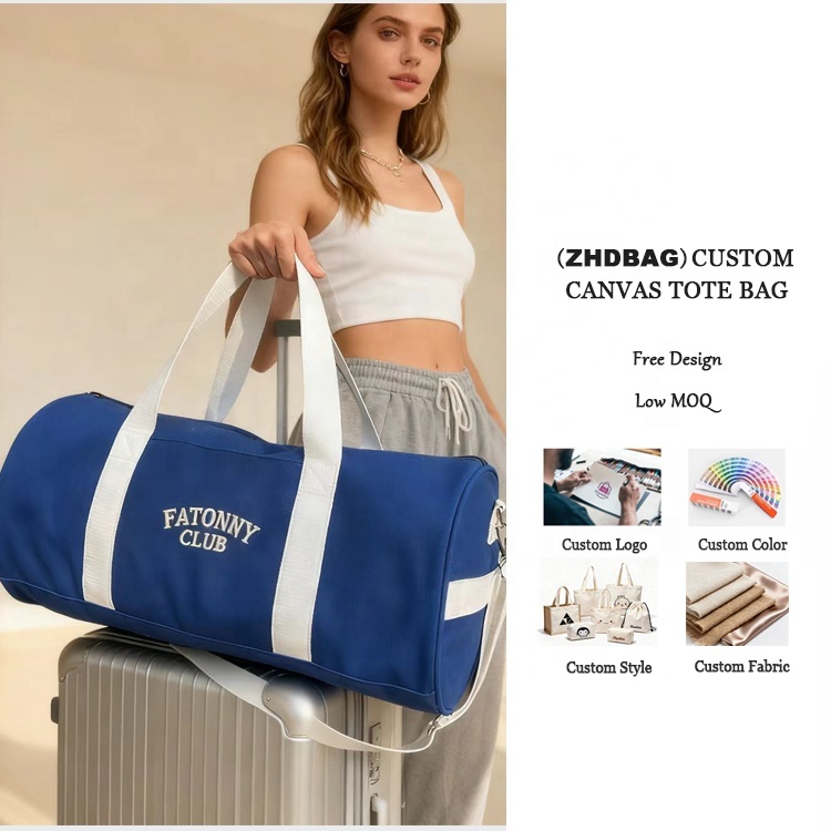 Robuste blaue Canvas-Wochenendtasche groß