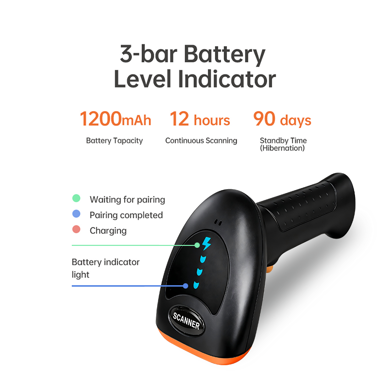 Wireless 2D Barcode Scanner with Base 3