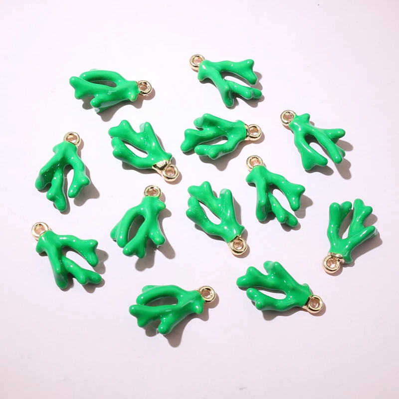 20 Stück 16x10x5mm 3D Emaille Korallen Charms Anhänger 4