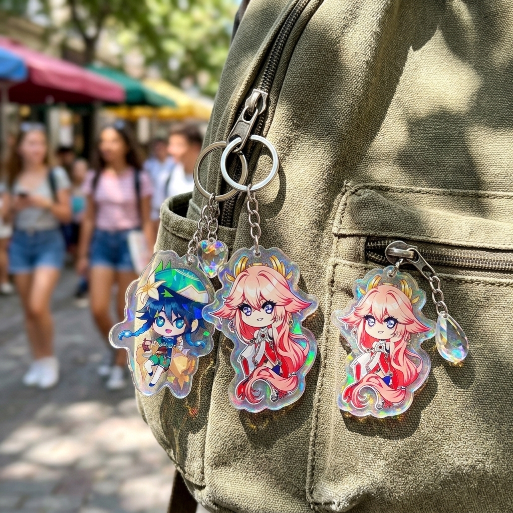 Waterproof Holographic Transparent Acrylic Keychain 3