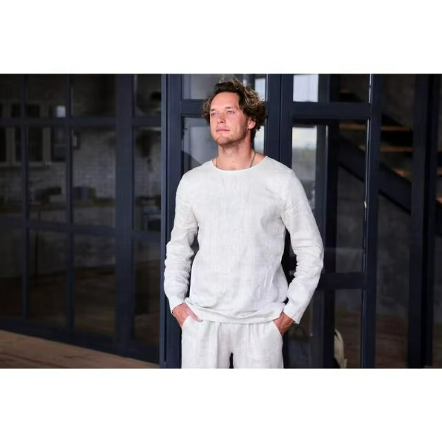 Men's Linen T-Shirt Long Sleeve Relaxed Fit Flax
