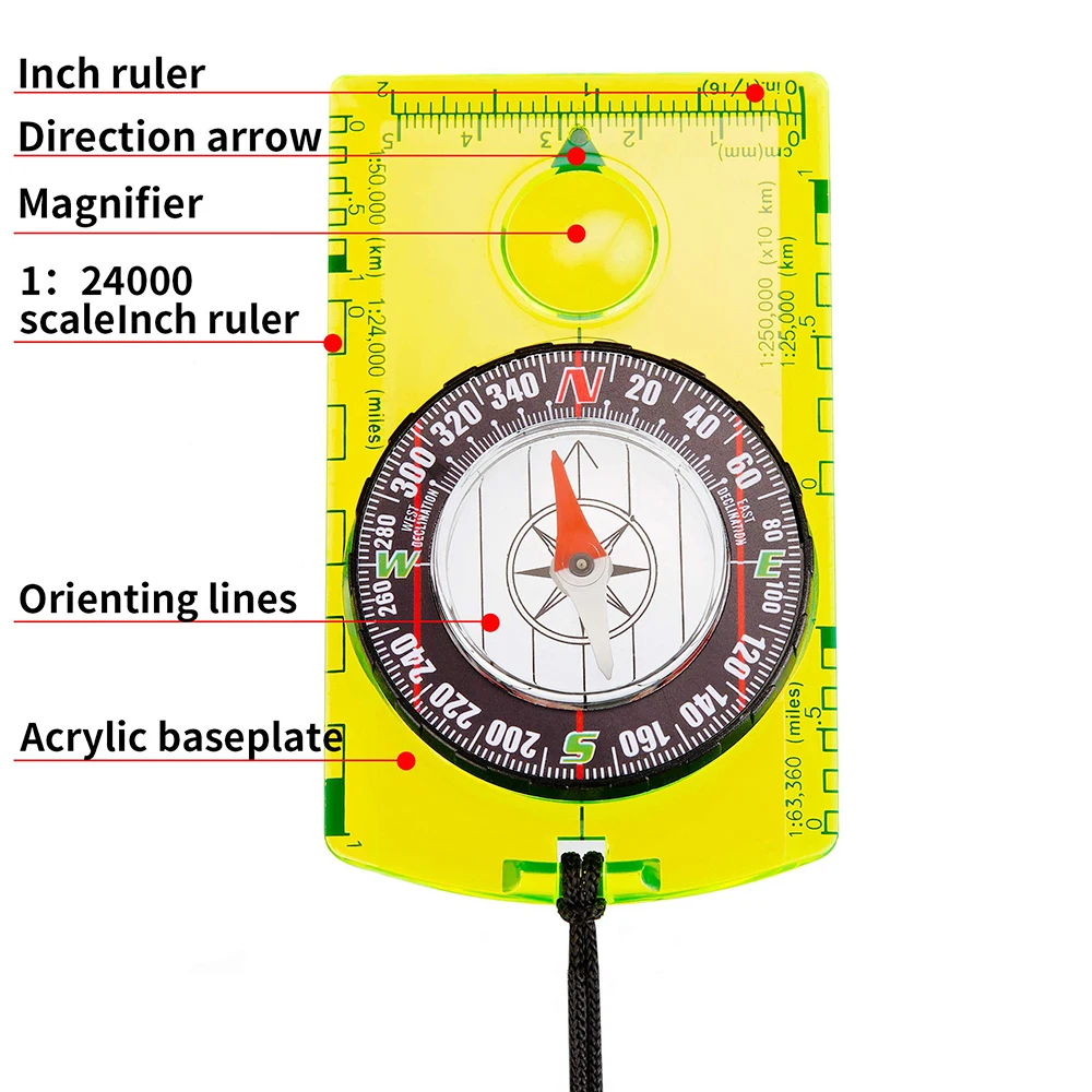Wasserdichter Kompass Outdoor-Gadget Navigation Wandern Camping Orientierung Rucksackreisen 4