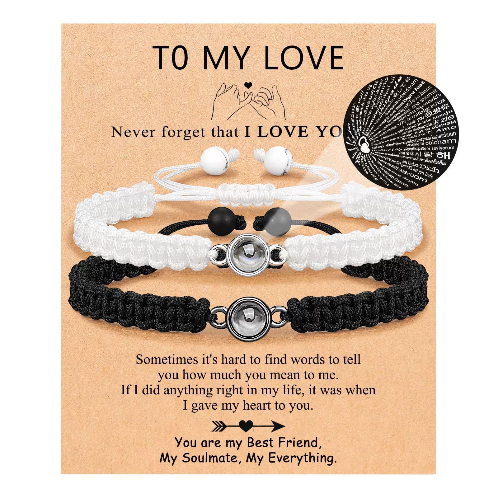 Projection Stone Bracelet Suit Hand-woven Couple Adjustable