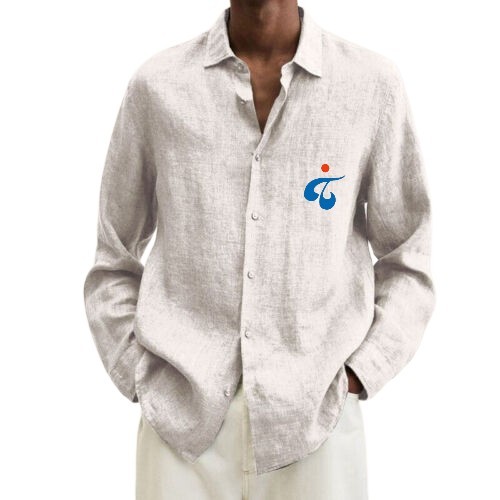 Men's White Cotton Linen Shirt 2