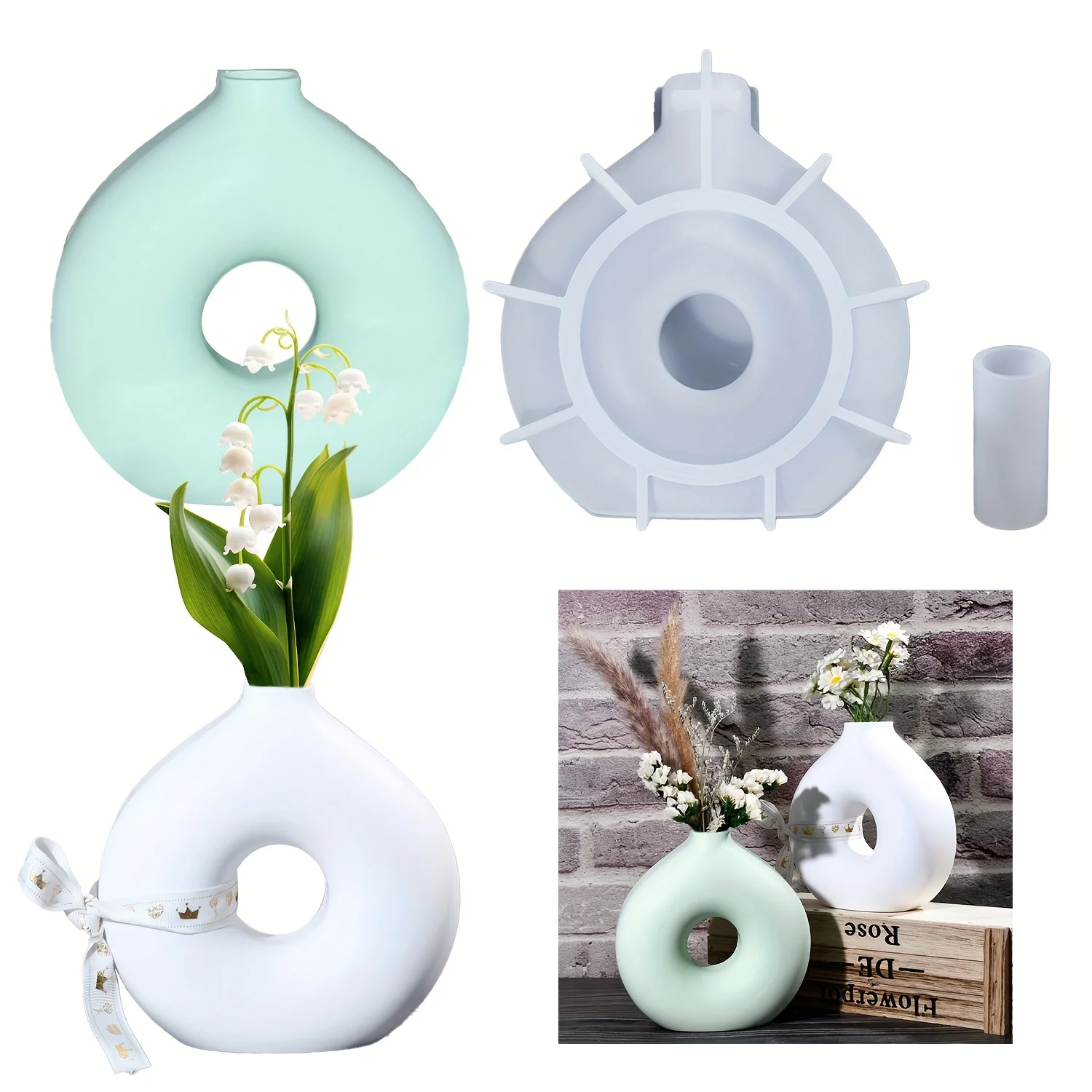 1 DIY Runde Vase Silikonform Epoxidharzform Handgemachte Gips