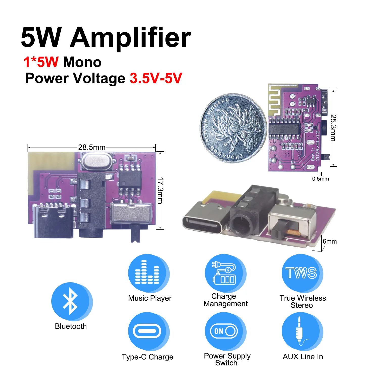 DC 3 5 V-5 V W Bluetooth 4 3