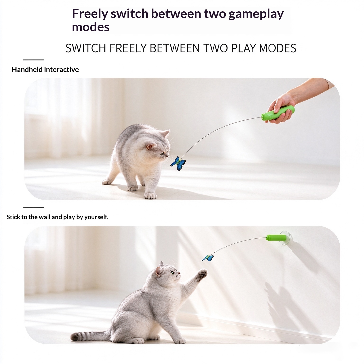Rechargeable Electric Butterfly Cat Teaser Wand 4