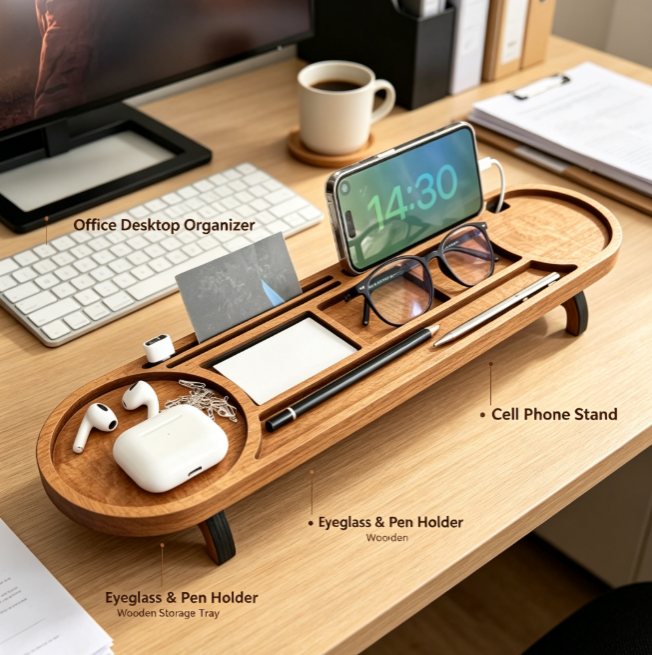 Multifunctional Wooden Desk Organizer for Office 4