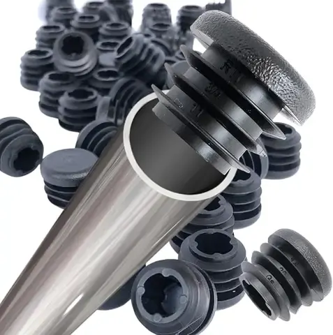 Black Plastic Pipe End Caps 8 Pcs
