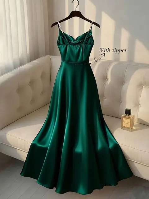 Perlen-Satin-Slipkleid 2