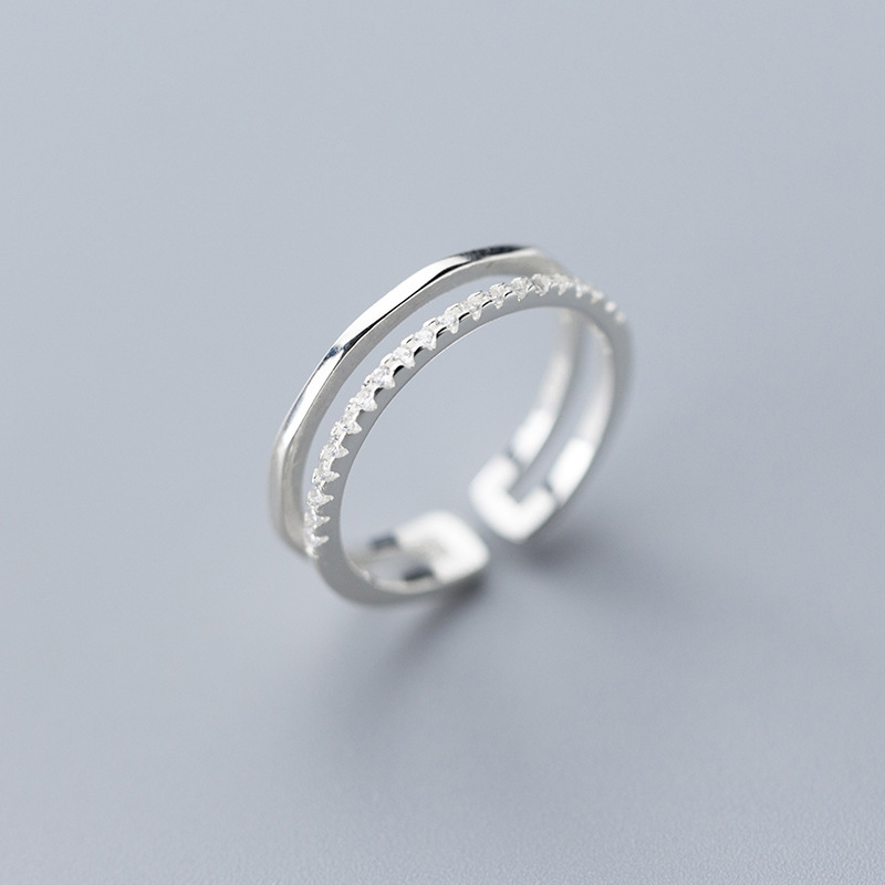1PC Double-Layer Open- Index Finger Ring Inlaid With