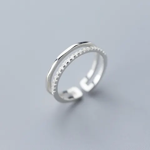 1PC Double-Layer Open- Index Finger Ring Inlaid With