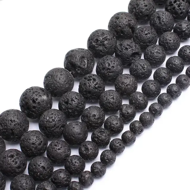 Black Lava Stone Beads 4-14mm Round 2