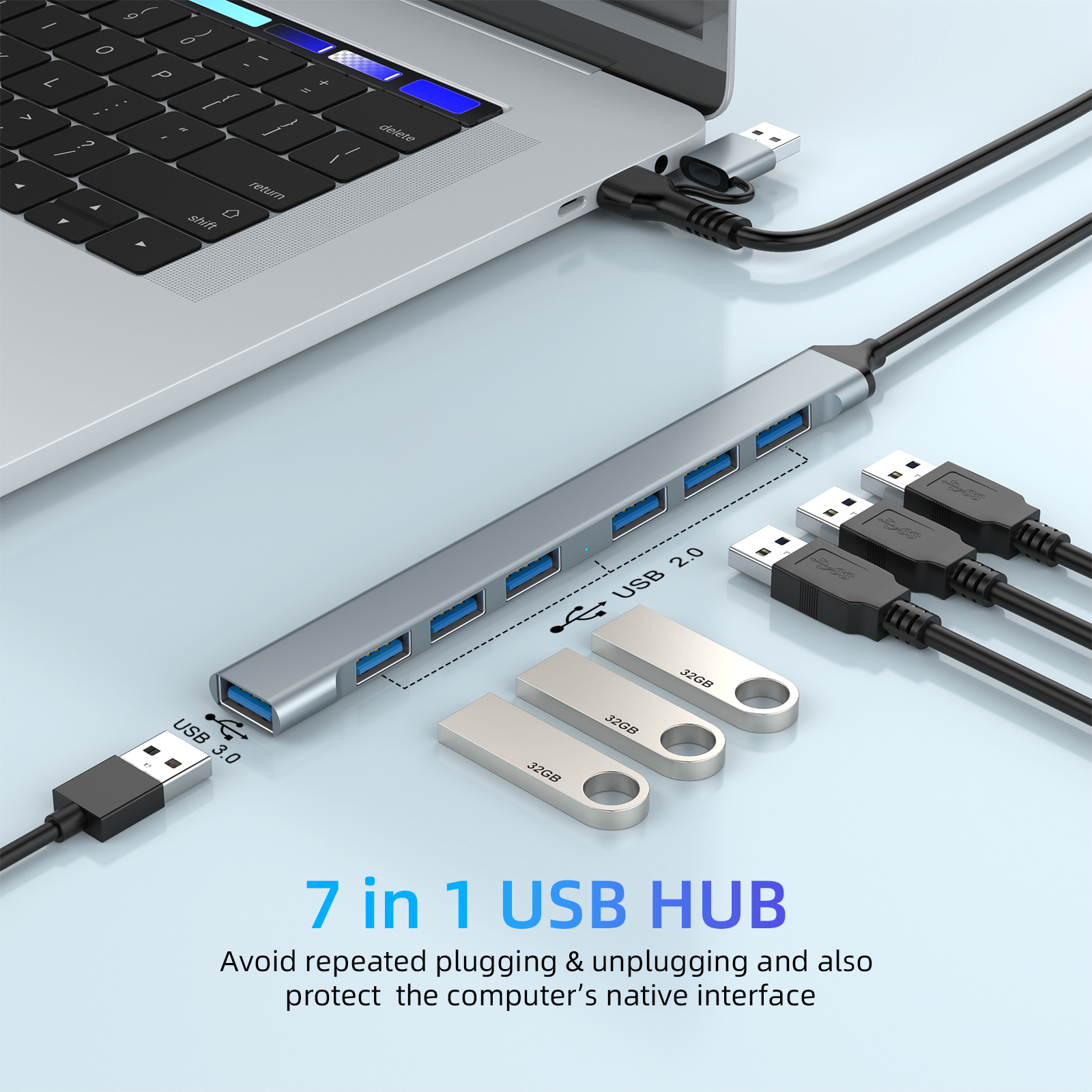 7-in-1 USB-C Hub Aluminum Docking Station 2