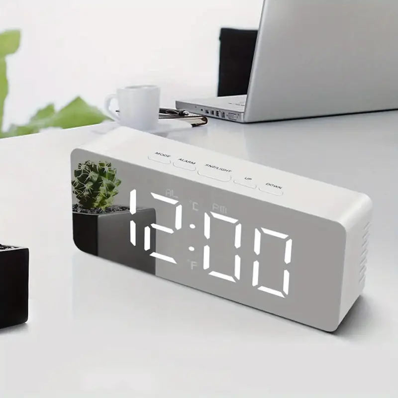 LED Multi-function Snooze Display White Time Table Alarm