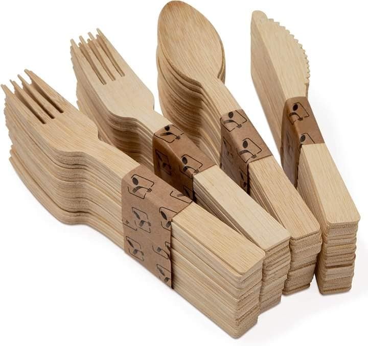 Disposable Bamboo Cutlery Set with Napkin