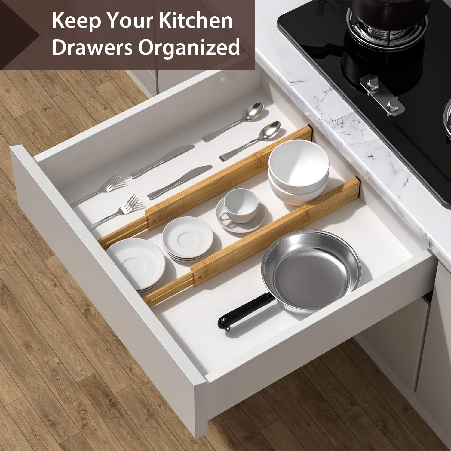 Adjustable Expandable Bamboo Drawer Dividers 4