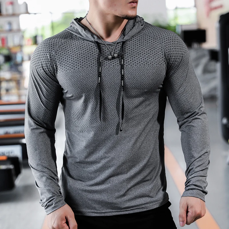 Männer Sport T-shirts Hoodie Fitness Lauf Shirts Tops