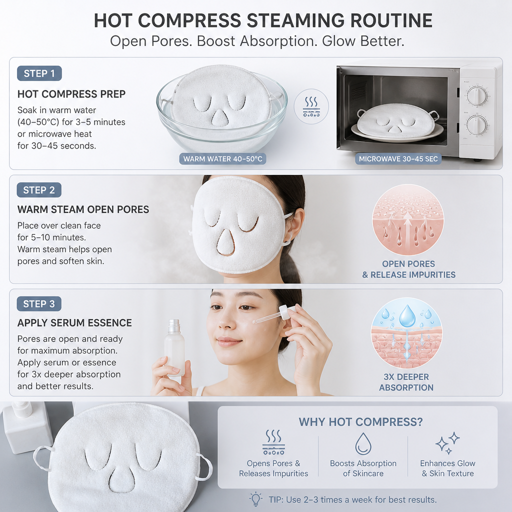 Reusable Facial Steaming Towel Mask Cold Compress Microfiber 2