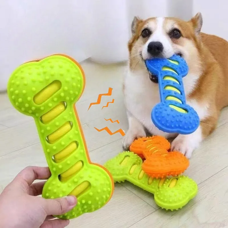 Durable Rubber Bone Chew Toy for Puppies