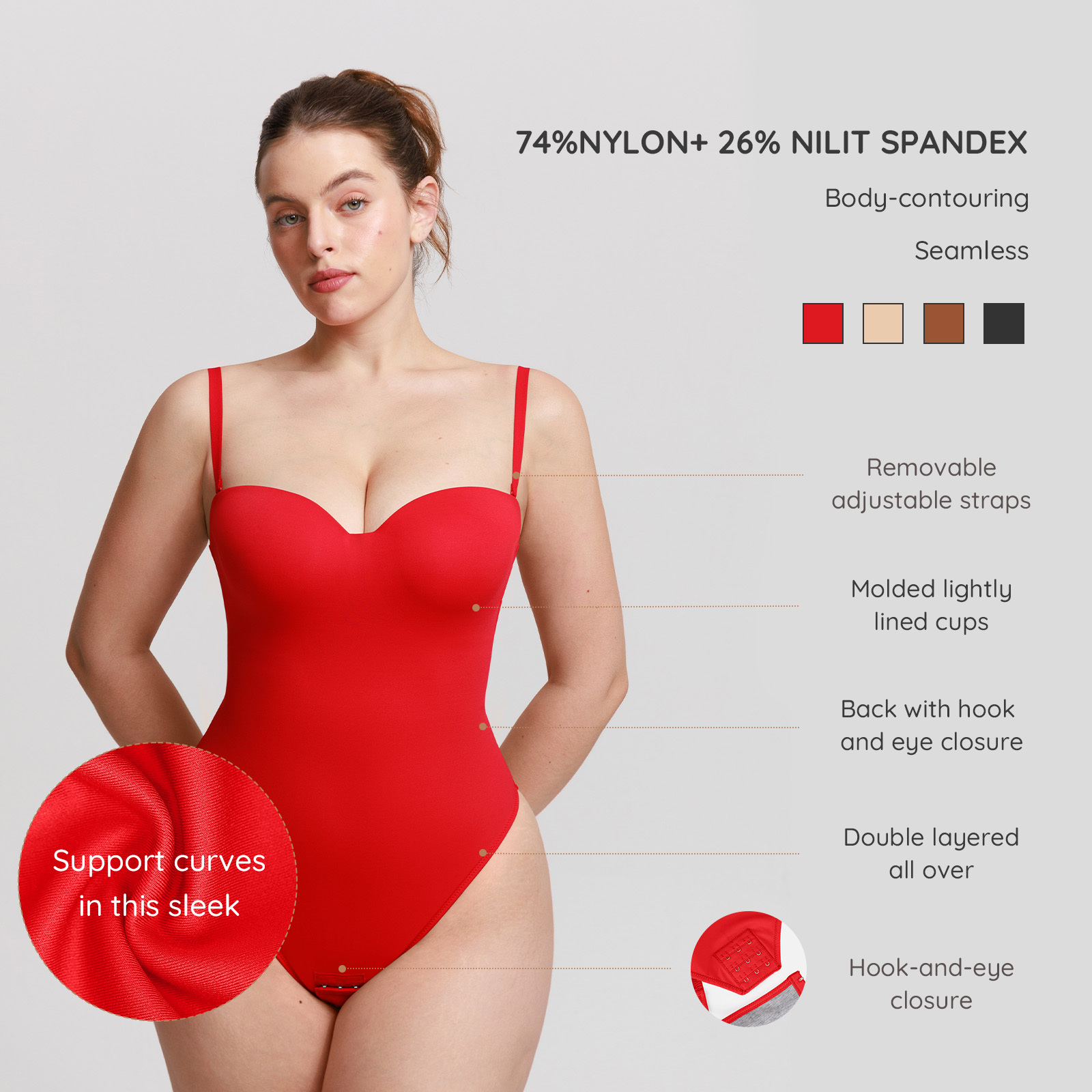 Strapless Underwire Thong Shapewear Bodysuit 2