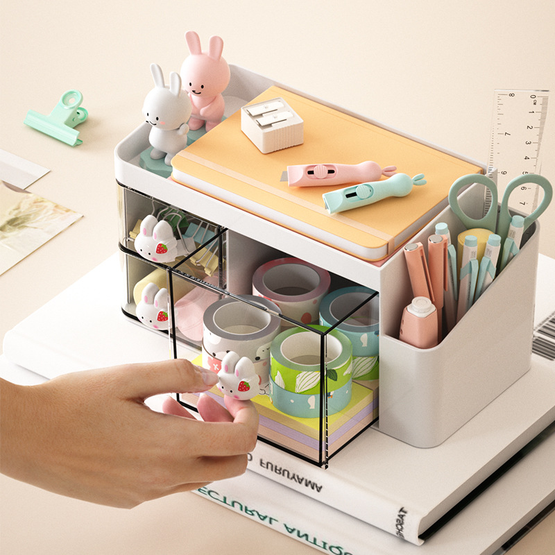 Plastic Desk Organizer with Drawers 4