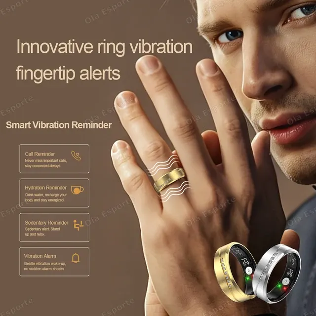 Neuer Vibrations-Smartring mit Anruf- Weckerfunktion Herzfrequenz- und Körpertemperaturmessung 2