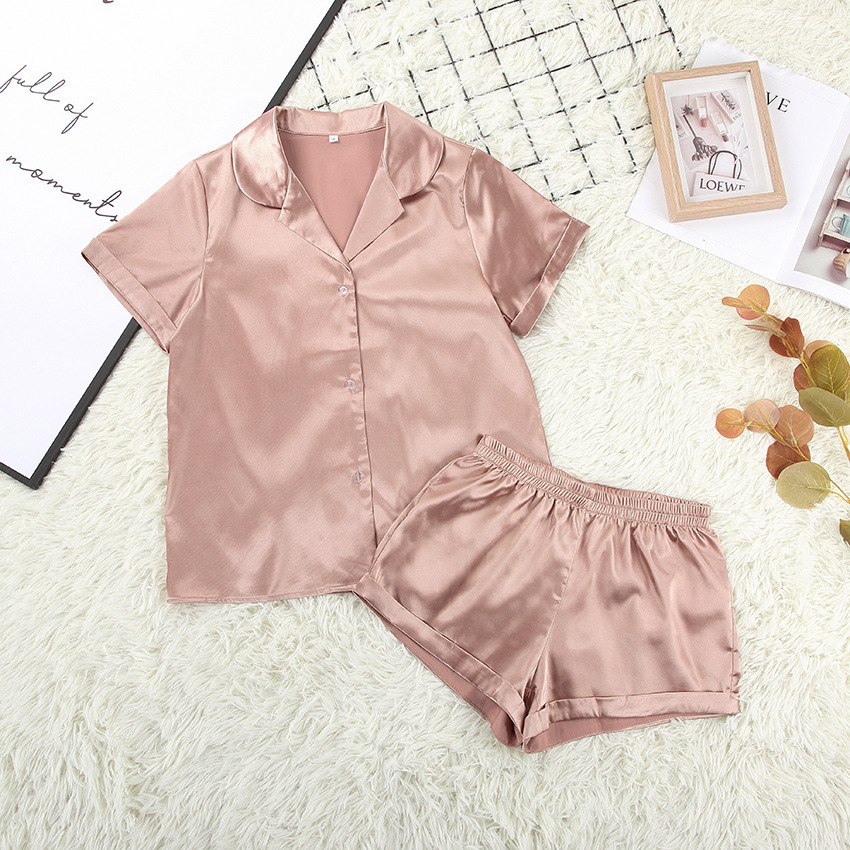 Women's Short Sleeve Satin Pajama Set
